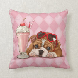 Englische Bulldogge und Milchshake Kissen
