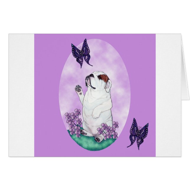Englische Bulldogge und Schmetterlinge (Vorderseite (Horizontal))
