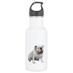 Englische Bulldogge - Weiß 1 Edelstahlflasche