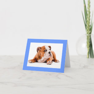 Englische Bulldogge Welpen-Hunde-Leer-Notizkarte Karte