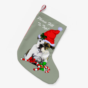 Englische Bulldoggen-frohe Weihnachten Kleiner Weihnachtsstrumpf