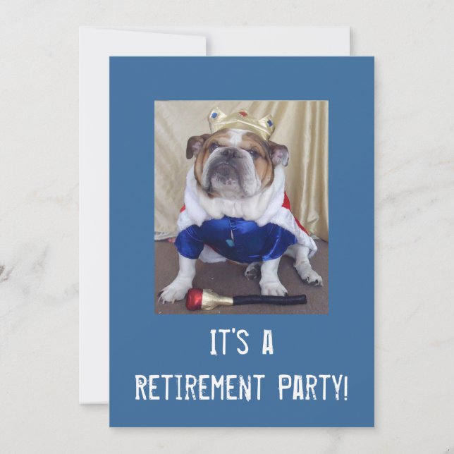 Englische Bulldoggen-Ruhestands-Party Einladungen (Vorderseite)