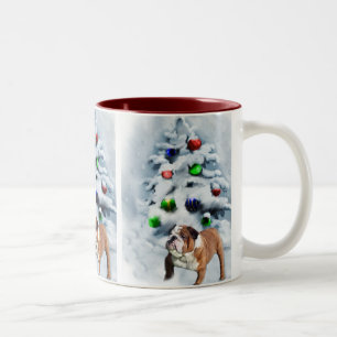 Englische Bulldoggen-Weihnachtsgeschenke Zweifarbige Tasse