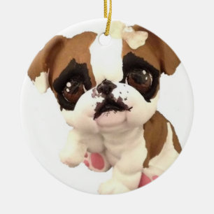 Englische Bulldoggen-Weihnachtsverzierung Keramik Ornament