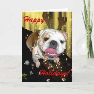 Englische Bulldoggenfeiertags-Grußkarte Feiertagskarte