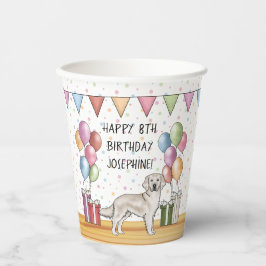 Englische Creme Golden Retriever farbenfroher Gebu Pappbecher