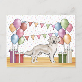 Englische Creme Golden Retriever farbenfroher Gebu Postkarte