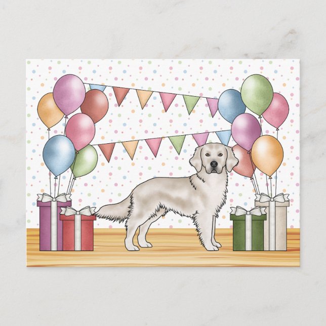 Englische Creme Golden Retriever farbenfroher Gebu Postkarte (Vorderseite)