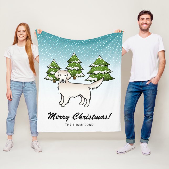 Englische Creme Golden Retriever im Winter & Text Fleecedecke (Beispiel)