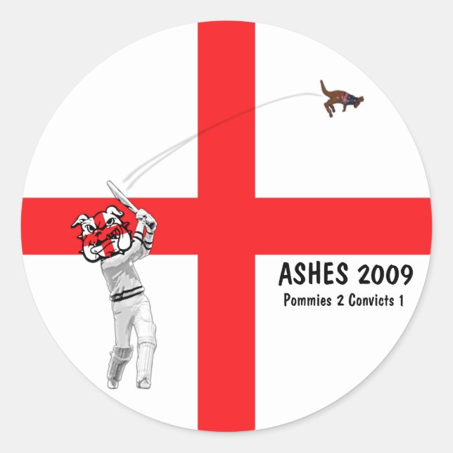 Englische Cricket Runder Aufkleber (Vorderseite)