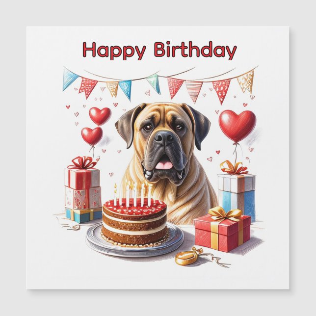 Englische Dogge Mastiff Birthday  Magnetkarte (Vorderseite)