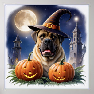 Englische Dogge Mastiff Halloween Poster