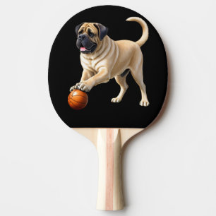 Englische Dogge Mastiff mit Ball Tischtennis Schläger