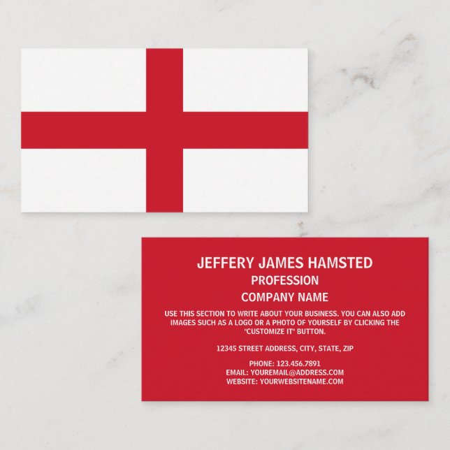 Englische Flagge, Flagge Englands Visitenkarte (Vorne/Hinten)