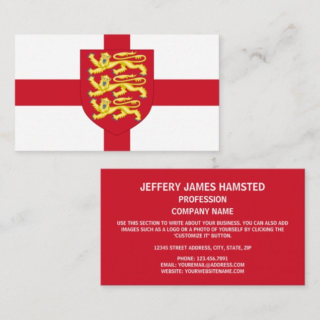 Englische Flagge & Königliche Waffen in England Visitenkarte (Vorne/Hinten)