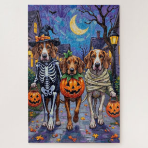 Englische Foxhound-Hunde beim Halloween-Süßigkeite