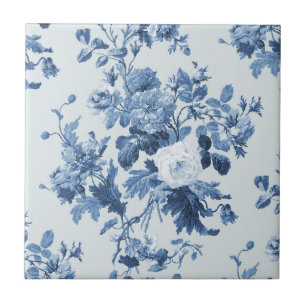 Englische Hütte Garden Floral Dusty Blue Pattern Fliese