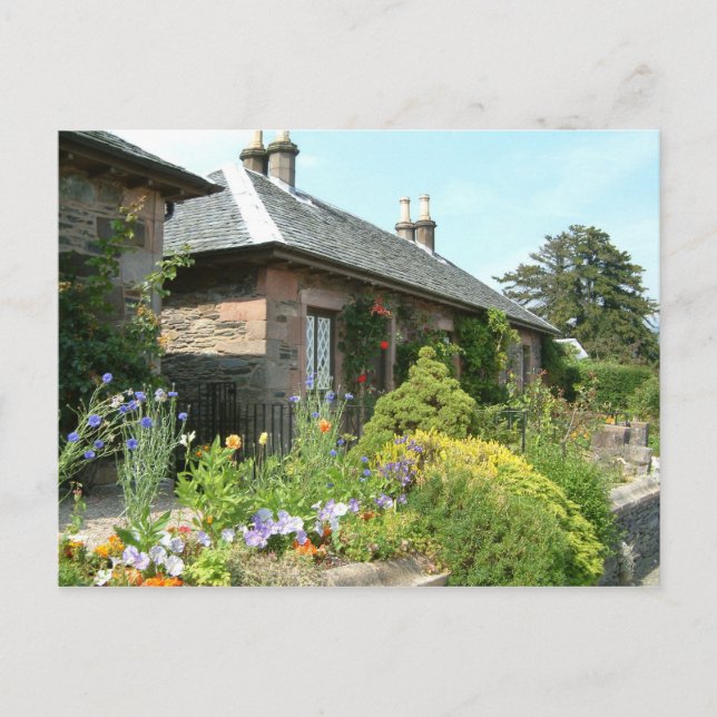 Englische Hütte II mit Blumengartenfotografie Postkarte (Vorderseite)