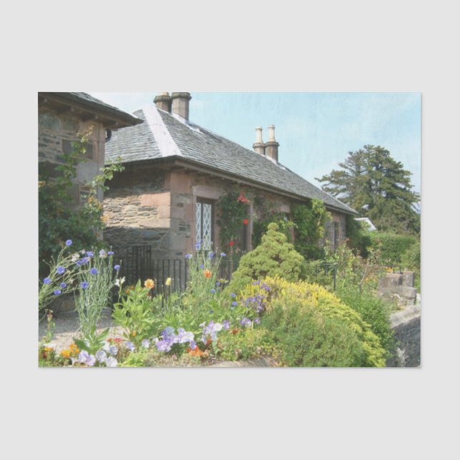 Englische Hütte II mit Blumengartenfotografie Seidenpapier (Vorderseite)