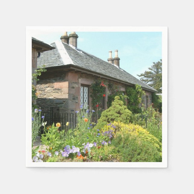 Englische Hütte II mit Blumengartenfotografie Serviette (Vorderseite)
