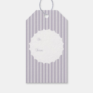 Englische Hütte Lilac Stripted mit Lace Doily Geschenkanhänger