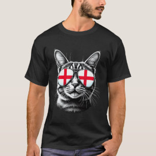 Englische Katzen-Gesicht-Sonnenbrille UK St George T-Shirt