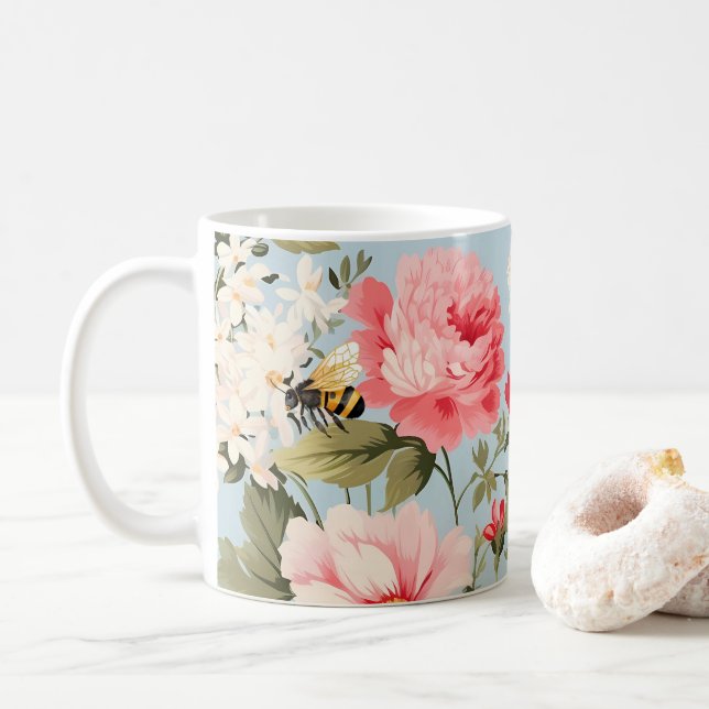 Englische Landschaft Blumengarten Kaffeetasse (Mit Donut)