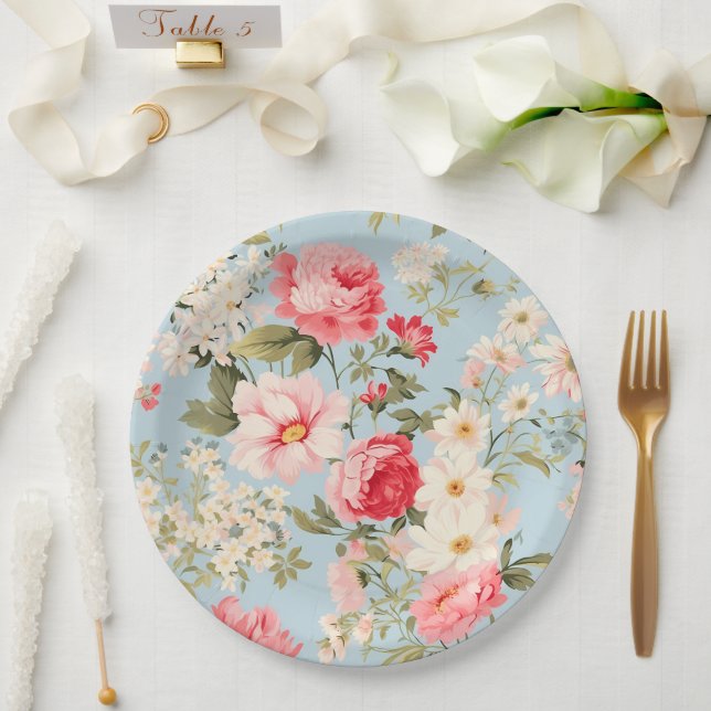 Englische Landschaft Blumengarten Pappteller (Hochzeit)