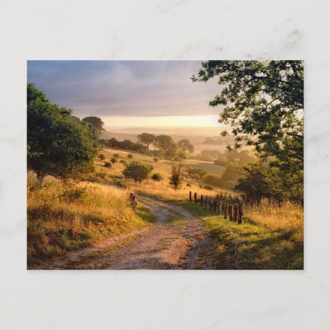 Englische Landschaft des Dämmerungs-Sonnenschein-| Postkarte (Vorderseite)