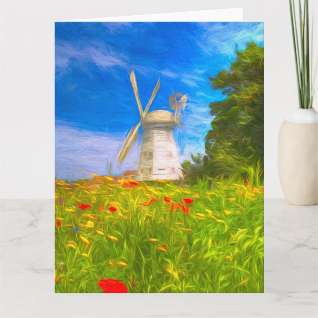 Englische Landschaft Windmill Kunst Karte (Vorderseite)