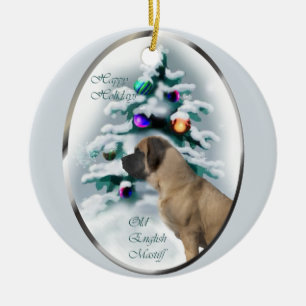 Englische Mastiff-Weihnachtsgeschenk-Verzierung Keramikornament