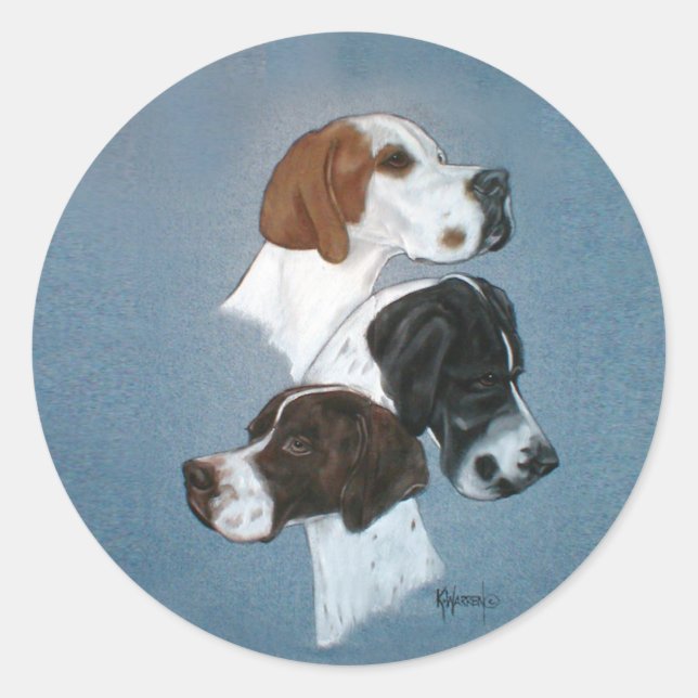 Englische Pointer Trio Head Study Runder Aufkleber (Vorderseite)
