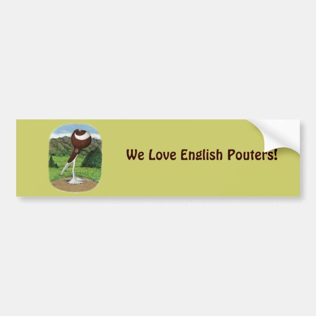 Englische Pouter-Taube mit Bergen Autoaufkleber (Vorne)