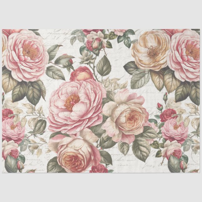 Englische Rose Tee Party Blumenrosa Brautparty Seidenpapier (Vorderseite)