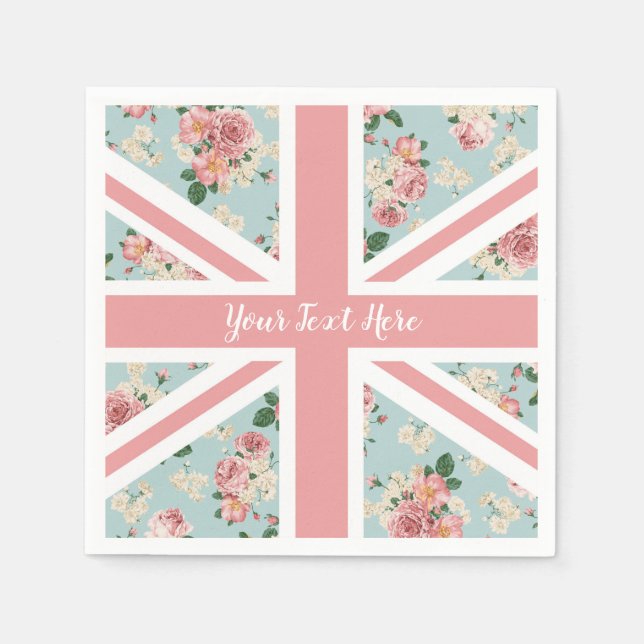 Englische Rose Union Jack Flag Serviette (Vorderseite)