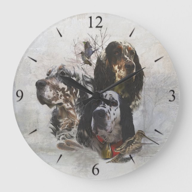 Englische Setter Große Wanduhr (Vorderseite)