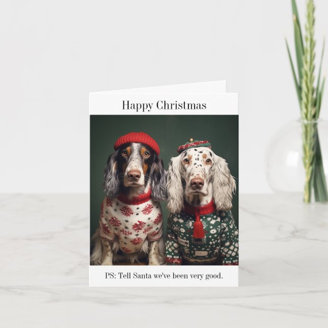 Englische Setter in Weihnachtssüßen Karte (Vorderseite)
