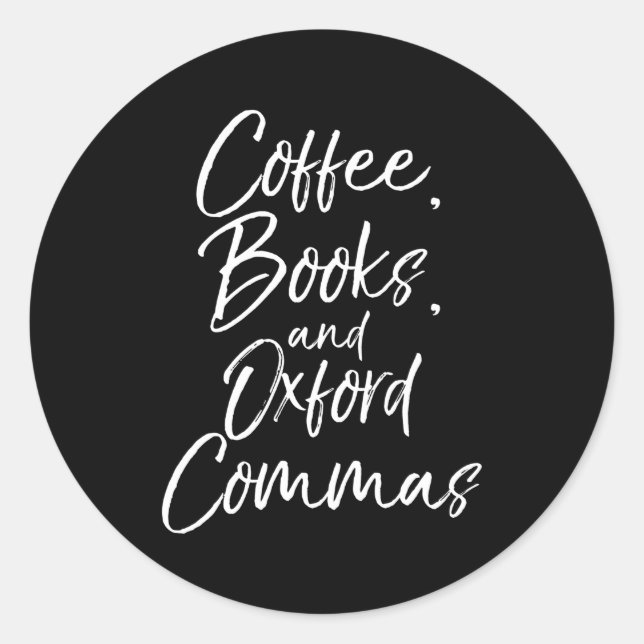 Englische Teacher Coffee Books und Oxford Commands Runder Aufkleber (Vorderseite)