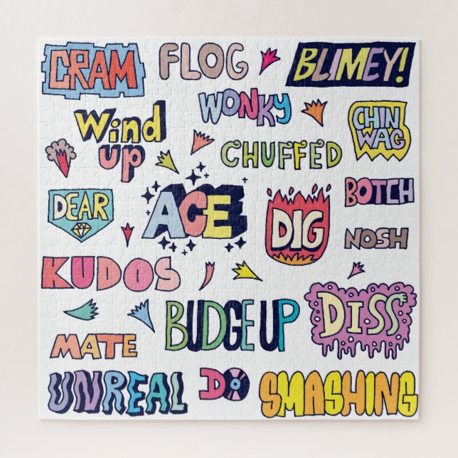 Englische Wörter lang, doodle Buchstaben (Vertikal)