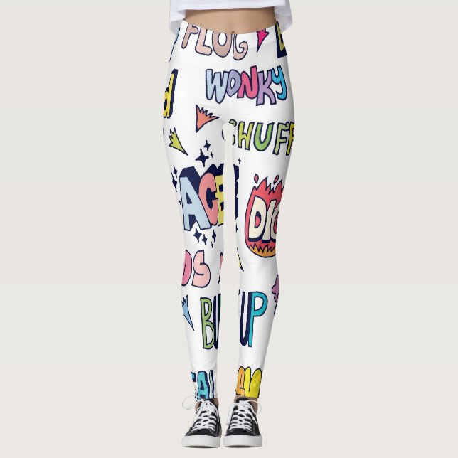 Englische Wörter lang, doodle Buchstaben Leggings (Vorderseite)