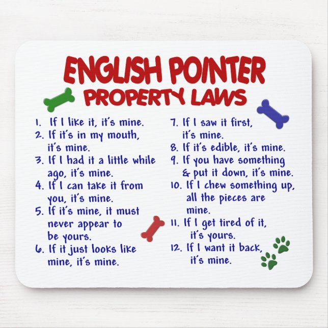ENGLISCHE ZEIGER Eigentums-Gesetze 2 Mousepad (Vorne)