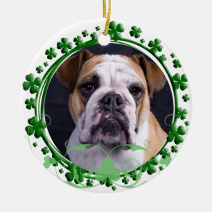 Englischen Bulldoggen-St Patrick Tagesverzierung Keramikornament