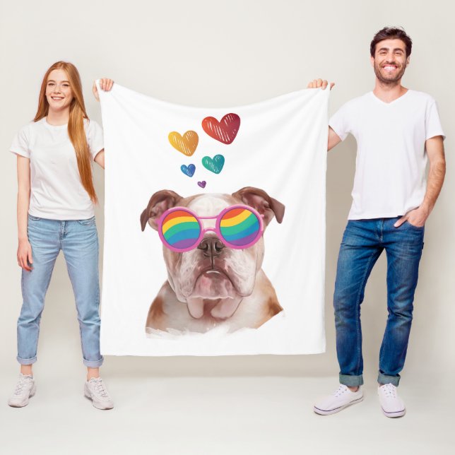 Englischer Bulldog am Valentinstag Fleecedecke (Beispiel)