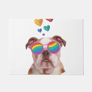 Englischer Bulldog am Valentinstag Fußmatte