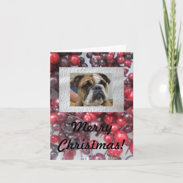 Englischer Bulldog Frohe Weihnachtskarten, niedlic Feiertagskarte (Vorderseite)