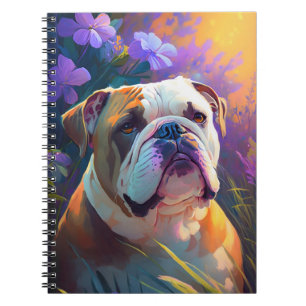 Englischer Bulldog Hund Tierportrait Painting Pet Notizblock