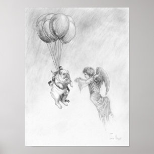 Englischer Bulldog mit Angel Poster