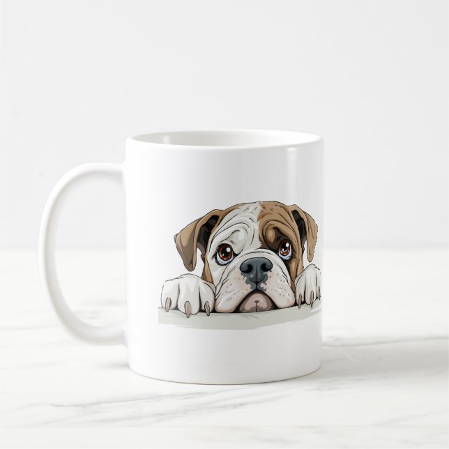 Englischer Bulldog Pinking Niedlich Adorable Funny Kaffeetasse (Links)