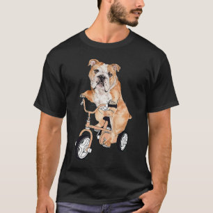 Englischer Bulldog Reiten Fahrradfahrer Hund T-Shirt