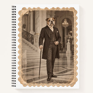 Englischer Bulldogge Gentleman Vintage Sepia Notizbuch